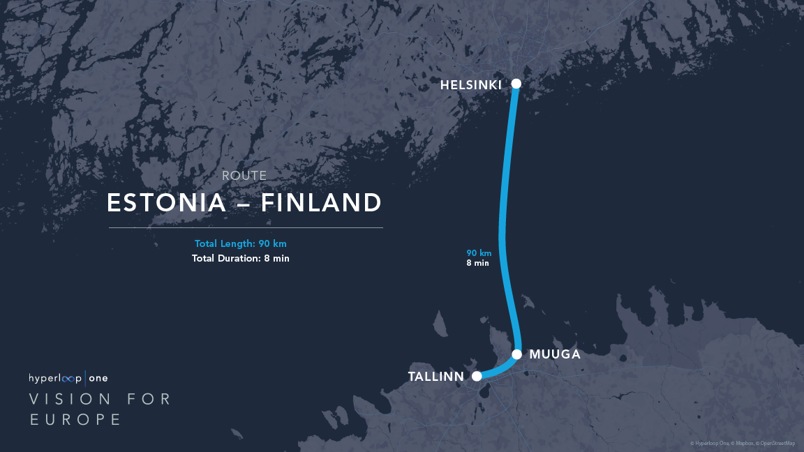 Helsinki to Talinn Hyperloop Route
