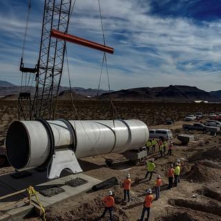 Moving our first DevLoop tube into place at our site in North Las Vegas.