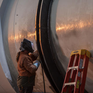 Tube joints are being welded together before installation at our test site in North Las Vegas.