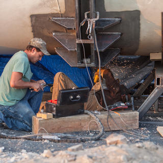 Welding tube joints together before their install at our test-site in North Las Vegas.